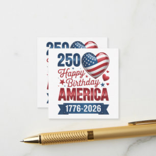 Carte D'accompagnement Cœurs USA 1776 2026 4 juillet