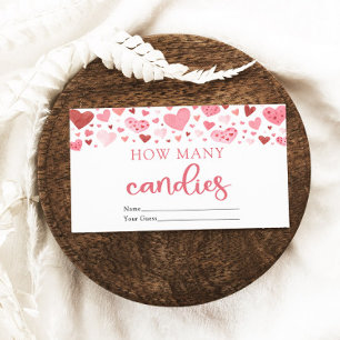 Carte D'accompagnement Coeurs Valentine Combien de bonbons Baby shower Je