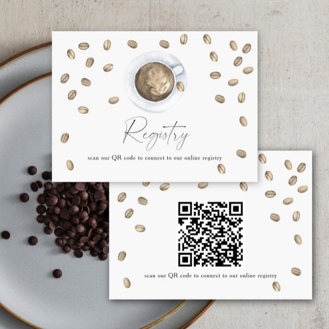 Carte D'accompagnement Coffee nuptiale code QR pour le registre (Créateur téléchargé)