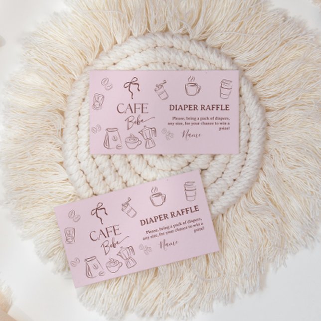 Carte D'accompagnement Coffee Pink Bow Cafe Bebe Girl Baby Shower Diaper (Créateur téléchargé)