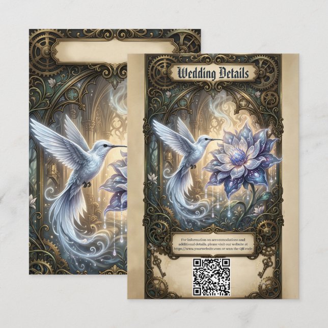 Carte D'accompagnement Colibri enchanté & Fleur de Lune.  (Devant / Derrière)
