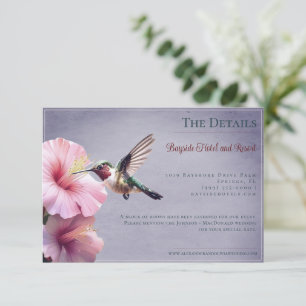 Carte D'accompagnement Colibri et Hibiscus   Mariage pourpre