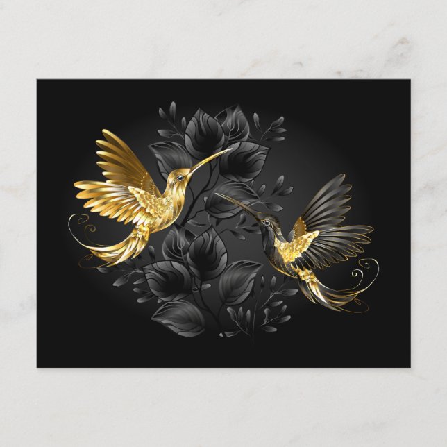 Carte D'accompagnement Colibri noir et or (Devant)