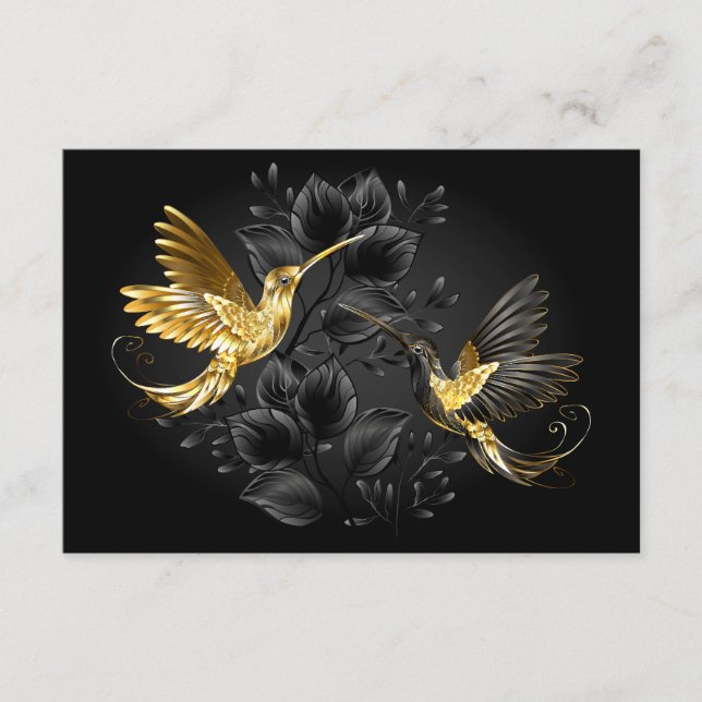 Carte D'accompagnement Colibri noir et or (Devant)