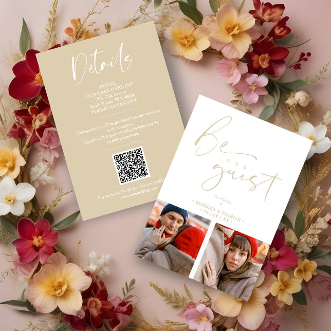 Carte D'accompagnement Collage 2 Photos Be Our Guest Romantic Wedding (Details Collage Two Photos Be Our Guest Romantic Wedding Enclosure Cards.)