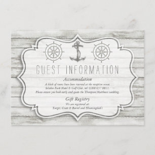 Carte D'accompagnement Collection de mariage de plage en bois blanchi nau