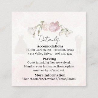 Carte D'accompagnement Collection de mariage Roses roses tendres