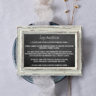 Carte D'accompagnement Collection de mariage Rustic White Frame & Chalkbo