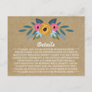 Carte D'accompagnement Collection de Mariages de couronnes florales Kraft