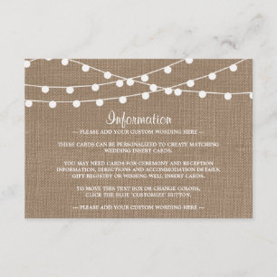 Carte D'accompagnement Collection de Mariages Rustic Burlap