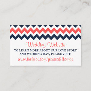 Carte D'accompagnement Collection Mariage moderne Chevron Marine & Coral