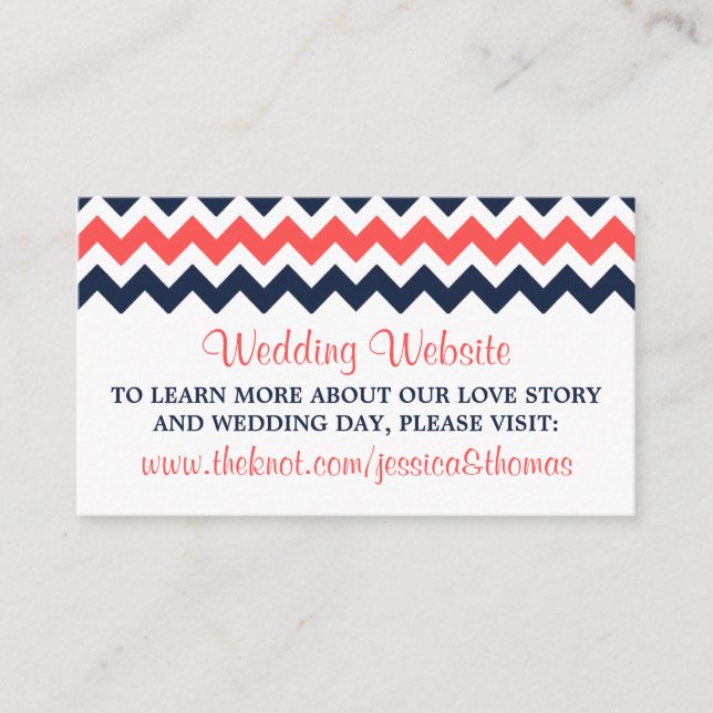 Carte D'accompagnement Collection Mariage moderne Chevron Marine & Coral (Devant)