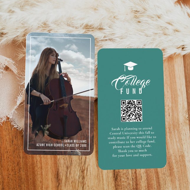 Carte D'accompagnement College Fund Modern Minimal Typography Teal (Créateur téléchargé)