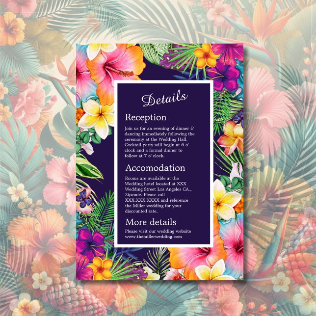 Carte D'accompagnement Coloré hawaïen tropical Mariage (Créateur téléchargé)