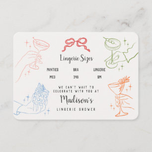 Carte D'accompagnement Coloré Retro Cocktail Party Taille de lingerie Ins