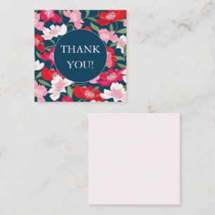 Carte D'accompagnement Coloré Rouge Rose Floral Bleu Rose Merci