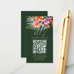Carte D'accompagnement Coloré Tropical Floral Mariage QR Code Détails