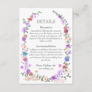 Carte D'accompagnement Colorée Springtime Garden Roses Détails Mariage