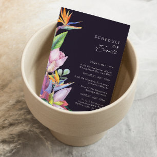 Carte D'accompagnement Colorée Tropical Floral Purple Horaire des événeme