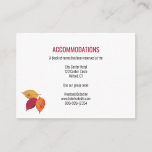 Carte D'accompagnement Colorful Fall Leaves Mariage Détails de l'invité
