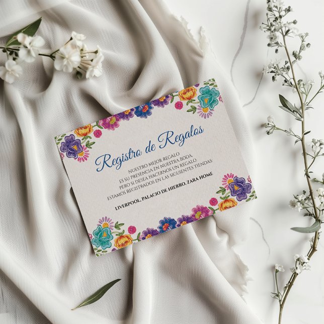 Carte D'accompagnement Colorful Floral Botanical Fiesta Spanish Wedding (Colorful Floral Botanical Fiesta Spanish Wedding Enclosure Card)