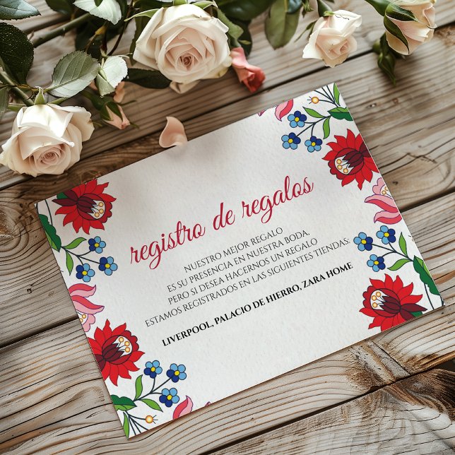 Carte D'accompagnement Colorful Floral Botanical Modern Spanish Wedding (Colorful Floral Botanical Modern Spanish Wedding Enclosure Card)