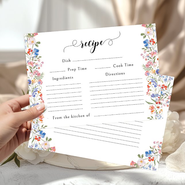 Carte D'accompagnement Colorful Wildflower Bridal Shower Recipe Card (Créateur téléchargé)