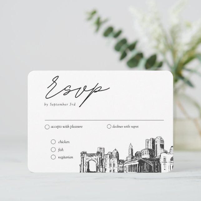 Carte D'accompagnement Columbus Mariage traditionnel RSVP Option de repas (Debout devant)