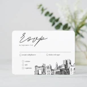 Carte D'accompagnement Columbus Mariage traditionnel RSVP Option de repas