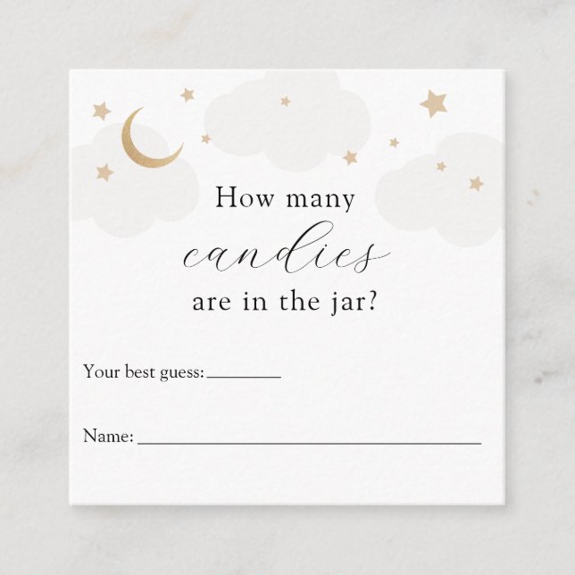 Carte D'accompagnement Combien dans le Jeu de Baby shower Jar Grey Moon (Devant)