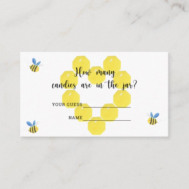 Carte D'accompagnement Combien de bonbons/ baby shower d'abeilles (Devant)