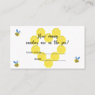 Carte D'accompagnement Combien de bonbons/ baby shower d'abeilles