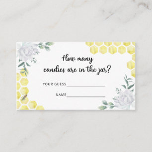 Carte D'accompagnement Combien de bonbons/ baby shower d'abeilles