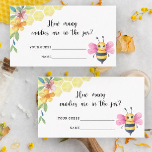 Carte D'accompagnement Combien de bonbons/ baby shower d'abeilles
