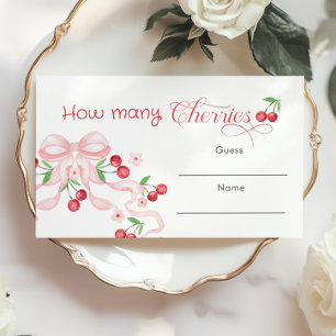 Carte D'accompagnement Combien de cerises Baby shower Bow rose