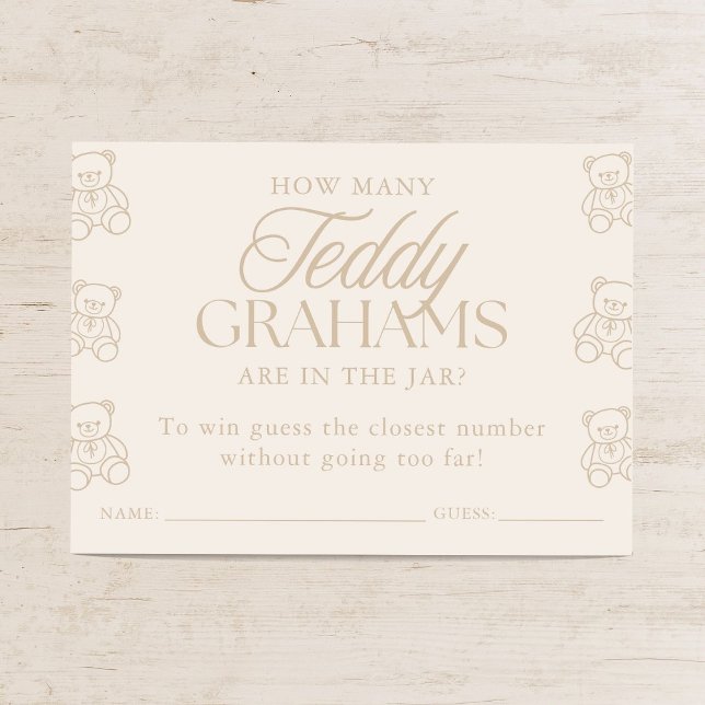 Carte D'accompagnement Combien de Teddy Grahams Jeu de Devinette pour Bab (Créateur téléchargé)