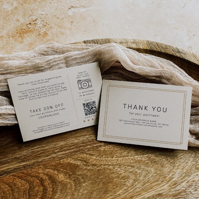 Carte D'accompagnement Commande de remerciement pour entreprise chic or e (AVERY Chic Gold and Black Business Thank You Order Enclosure Card)