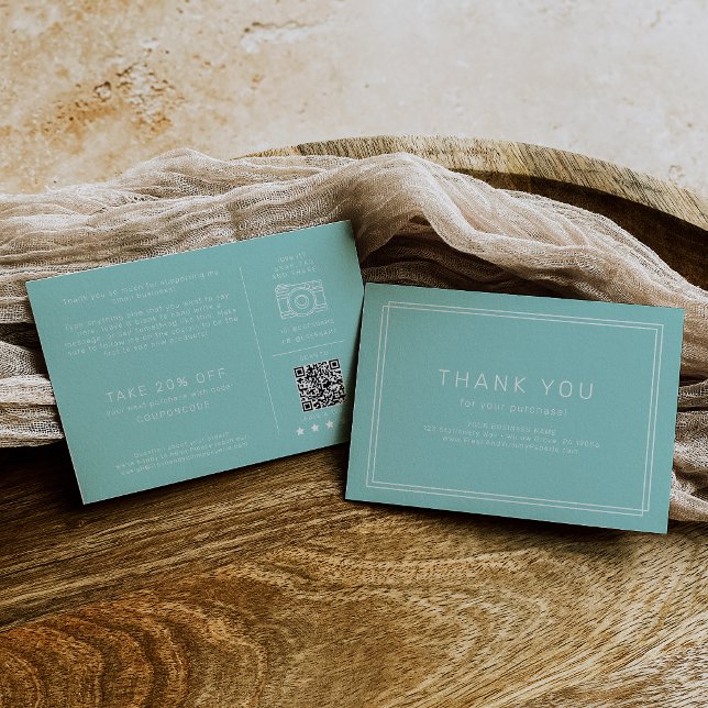 Carte D'accompagnement Commande de remerciement pour entreprise en vert m (AVERY Modern Mint Green Business Thank You Order Enclosure Card)
