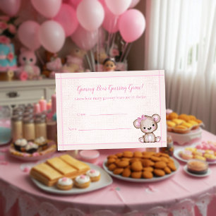 Carte D'accompagnement Comptez Le Baby shower Ours Jeu Mignonne Fille Our