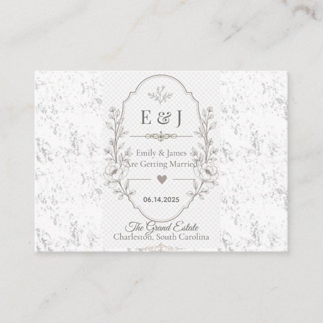 Carte D'accompagnement Conception de célébration de mariage romantique de (Devant)