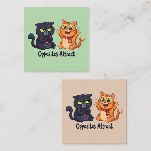 Carte D'accompagnement Conception de chats mignons attirés par les opposé (Devant / Derrière)