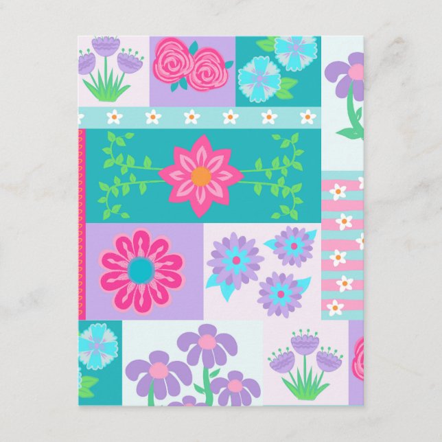 Carte D'accompagnement Conception de fleurs vibrantes en fleurs (Devant)