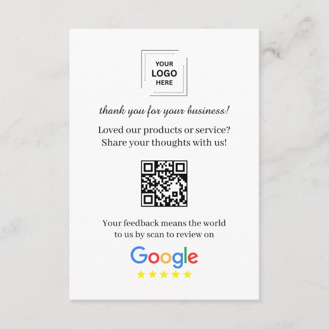 Carte D'accompagnement Conception d'insert marketing de demande d'avis QR (Devant)