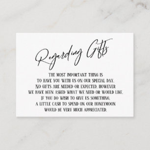 Carte D'accompagnement Concernant Cadeaux écriture moderne Mariage simple
