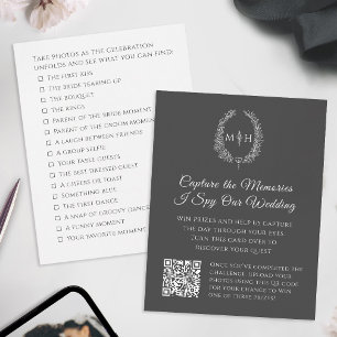 Carte D'accompagnement Concours de photos QR de mariage monogramme ovale
