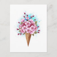 Cône rose Sakura crème glacée gaufre