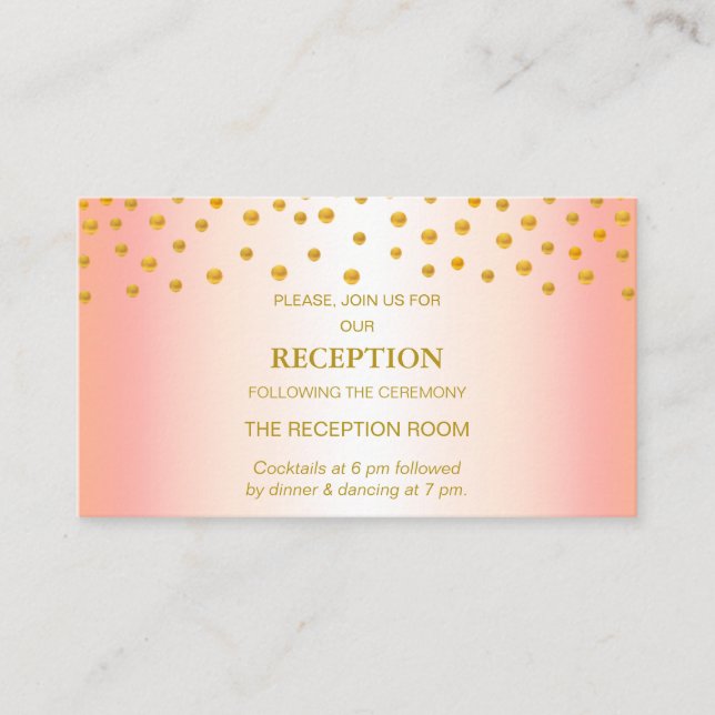 Carte D'accompagnement Confetti d'or sur Rose Mariage d'or (Devant)