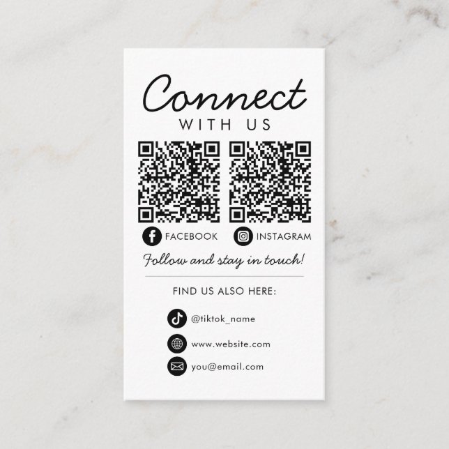 Carte D'accompagnement Connectez-vous aux médias sociaux américains QR Co (Devant)