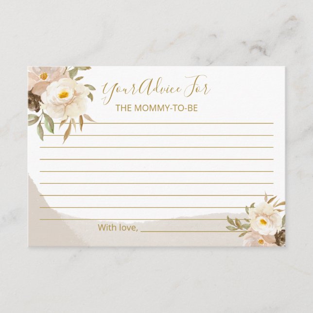 Carte D'accompagnement Conseil de Baby shower neutre en fonction du sexe  (Devant)