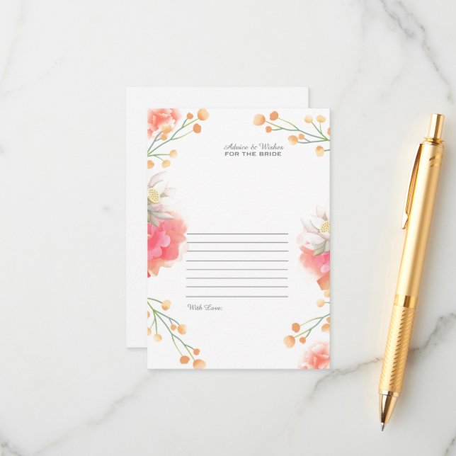 Carte D'accompagnement Conseil de Mariage de mariée de pêche tropicale (Devant/Arrière en situation)